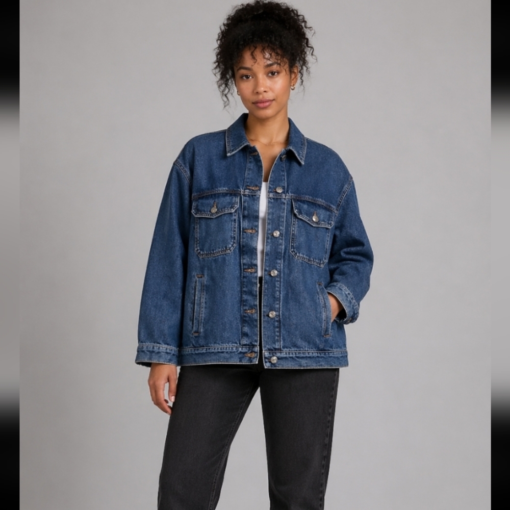 MAVI Sample Maria Oversized Small Blue Jean Jacket Button Up Pockets